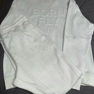 Born Fly White Sweatshirt and Joggers Set